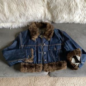 Gaultier jeans crop denim jacket. Size large